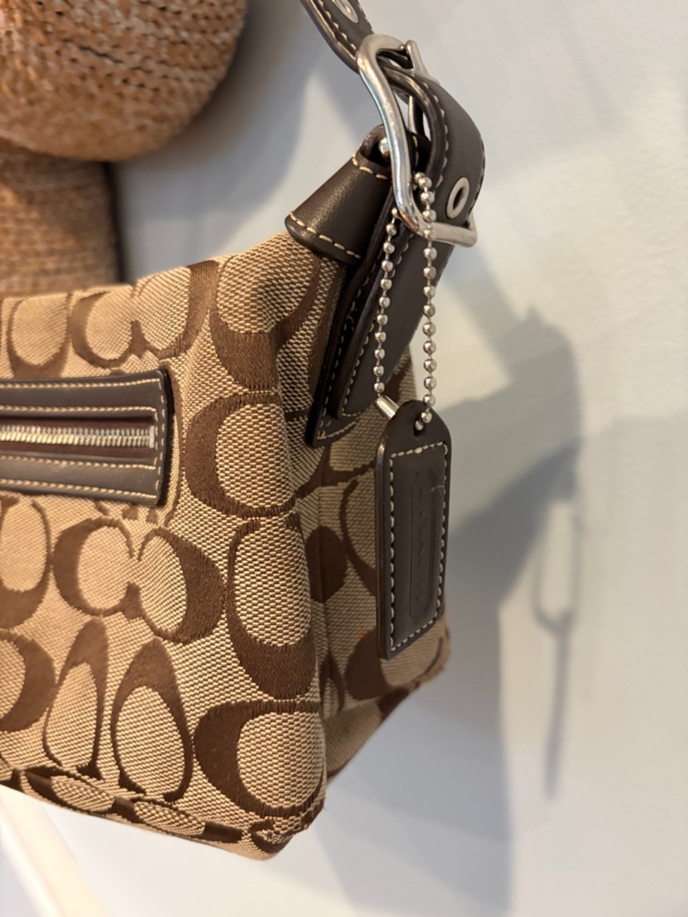Coach Signature Canvas Shoulder Bag in Brown & Tan - Picture 2 of 8